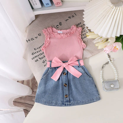 🎀 Baby Girl Denim Skirt Set – Cute & Stylish Everyday Look 👶💖