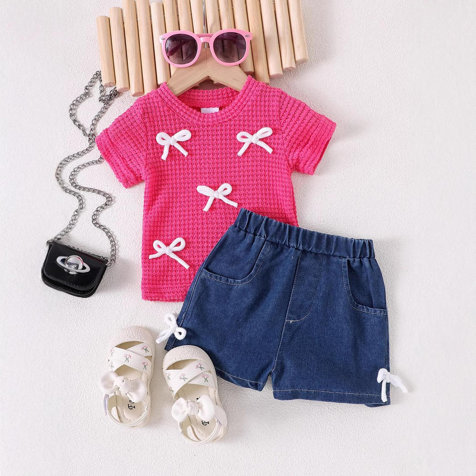🎀 Baby Girl Bow Summer Set – Cute & Playful Style 👶💖