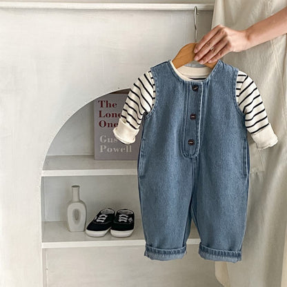👶 Denim Baby Outfit Set – Classic Overall Style 💙✨