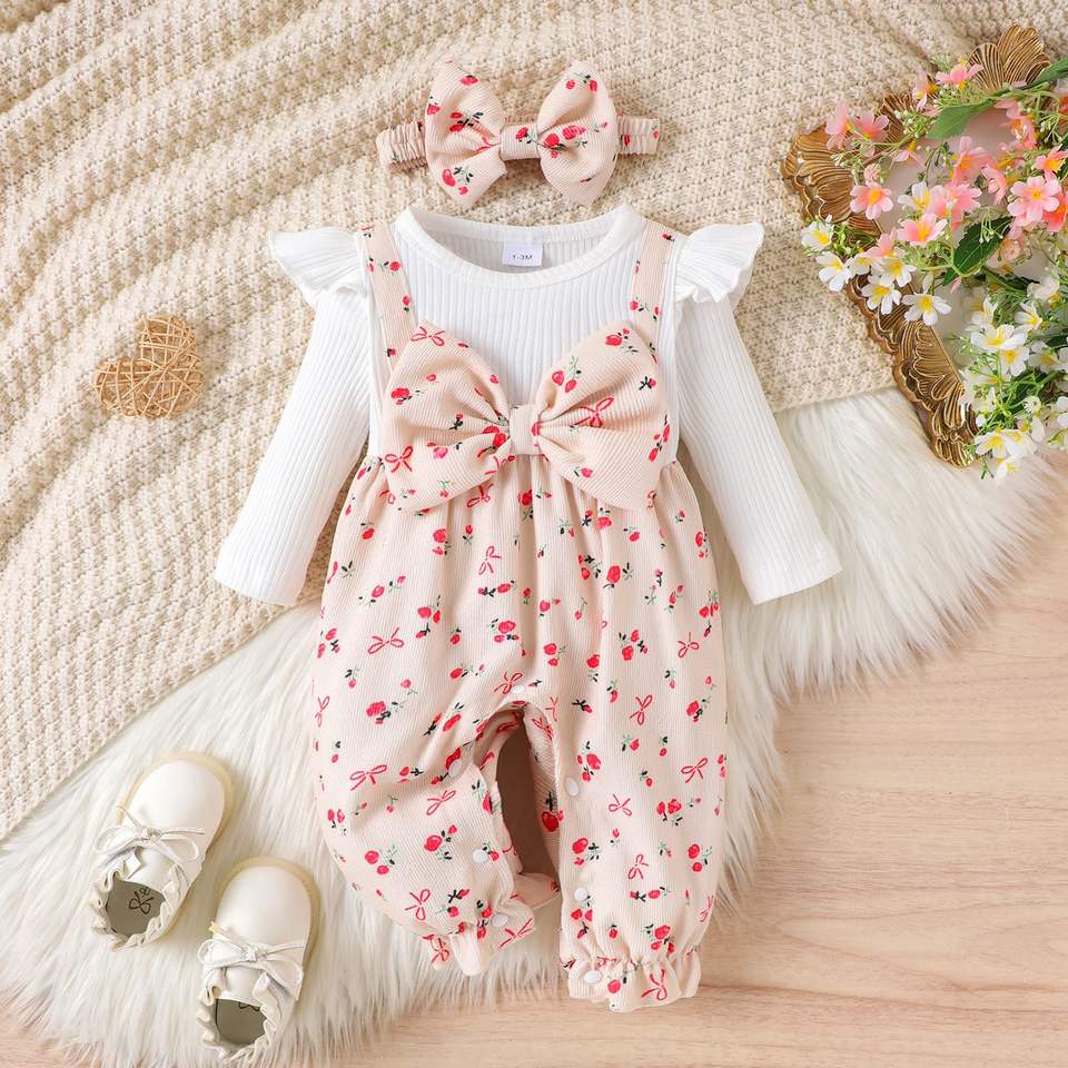 🎀 Baby Girl Floral Romper Set – Sweet & Stylish Everyday Look 🌸👶