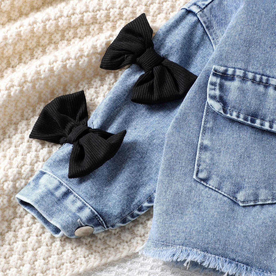 🖤 Baby Girl Denim & Black Chic Set – Cool Street Style 👶✨