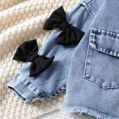 🖤 Baby Girl Denim & Black Chic Set – Cool Street Style 👶✨
