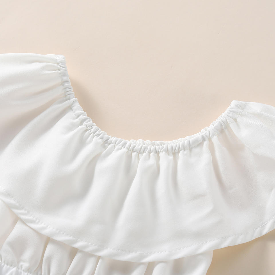 🍊 Baby Girl Summer Outfit Set – Off-Shoulder Top & Suspender Romper with Headband 👶✨