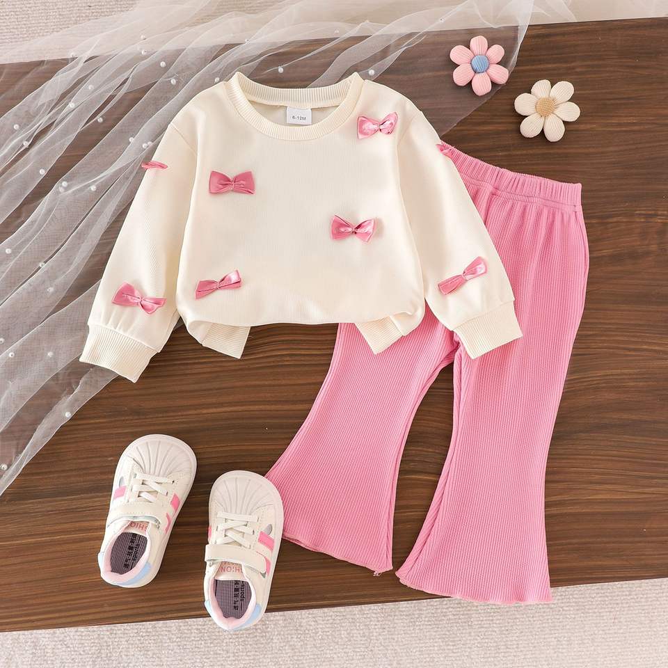 🌸 Baby Girl Cozy Bow Set – Sweet & Stylish Comfort 👶💖