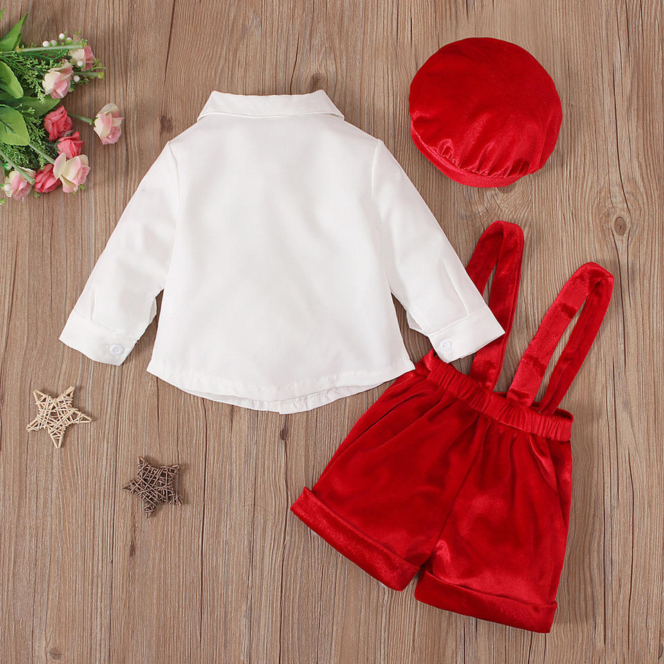 🎩 Baby Boy Formal Gentleman Set – Bow Tie Suspender Outfit 👶❤️