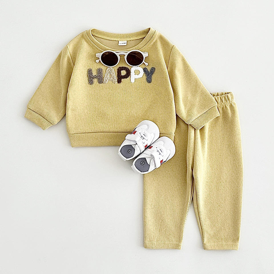 🤍 Baby “HOORAY” Outfit Set – Cotton Sweatshirt & Pants 2-Piece Tracksuit 👶✨