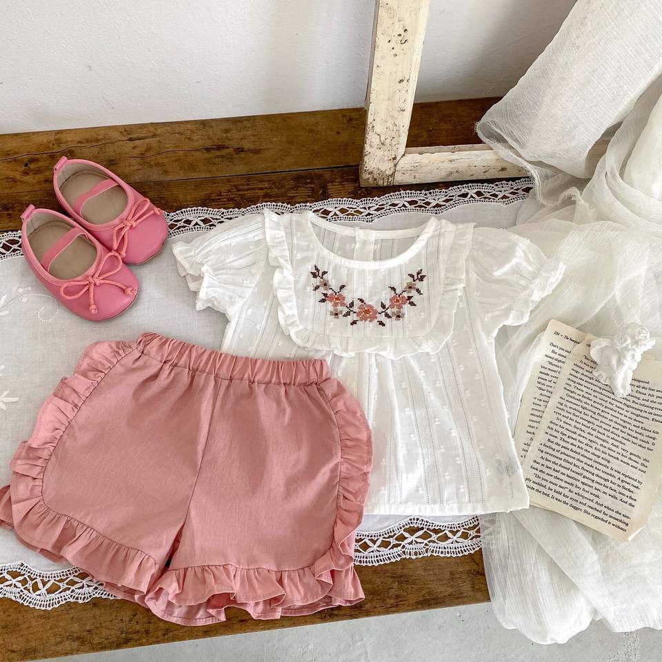🌷 Baby Girl Vintage Floral Set – Soft & Elegant 👶✨
