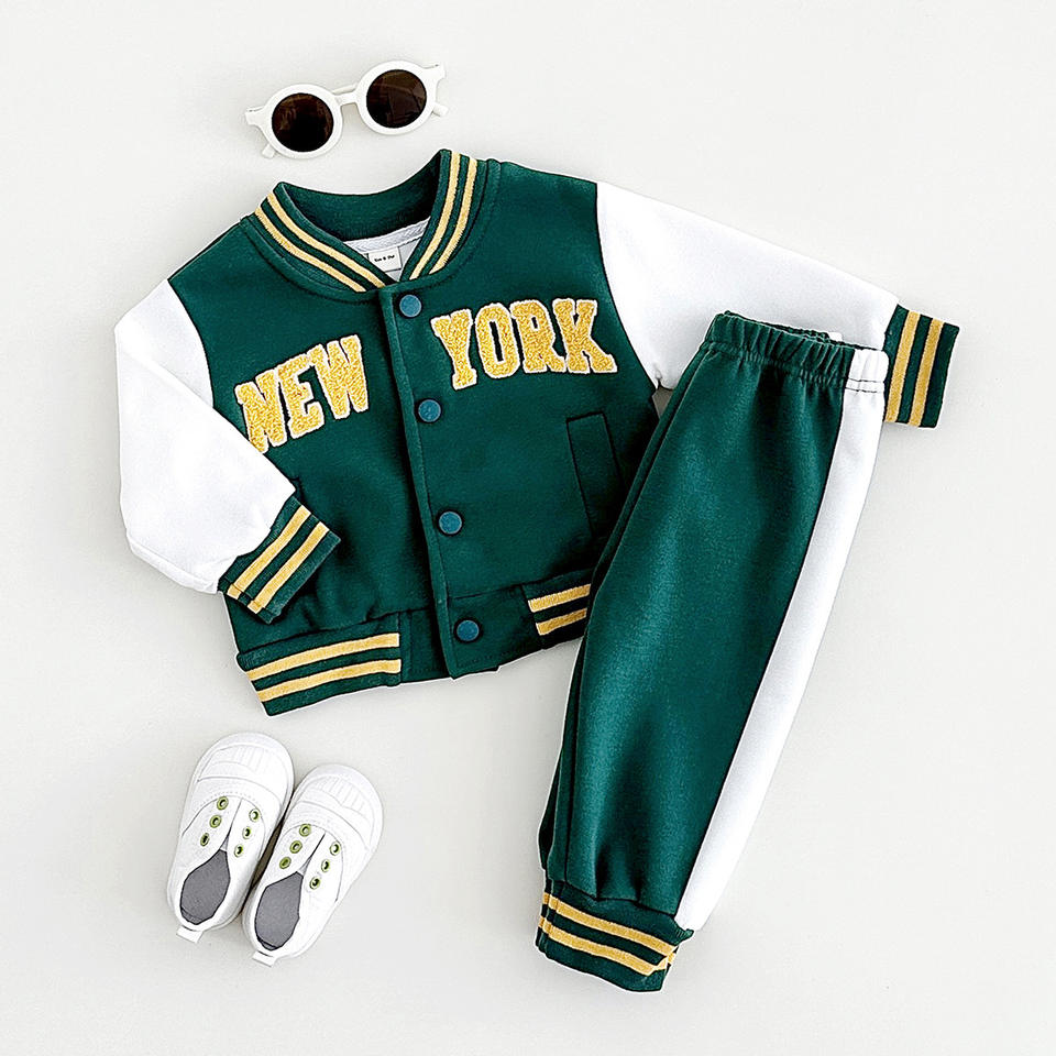 🏀 Kids Varsity Tracksuit Set – “New York” Jacket & Pants 2-Piece Outfit 👶✨