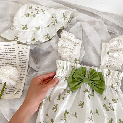 🌿 Baby Girl Vintage Floral Romper Set – Sweet Summer Outfit 👶💚