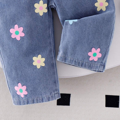 🌸 Baby Girl Flower Denim Set – Trendy & Cute 👧✨