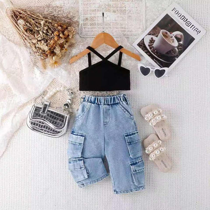 🖤 Baby Girl Denim Set – Cool & Trendy 👶✨