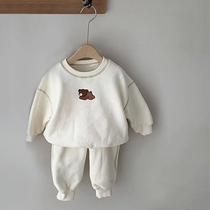 🧸 Baby Cotton 2-Piece Outfit Set – Hoodie Sweatshirt &amp; Pants Cartoon Kids Tracksuit 👶✨