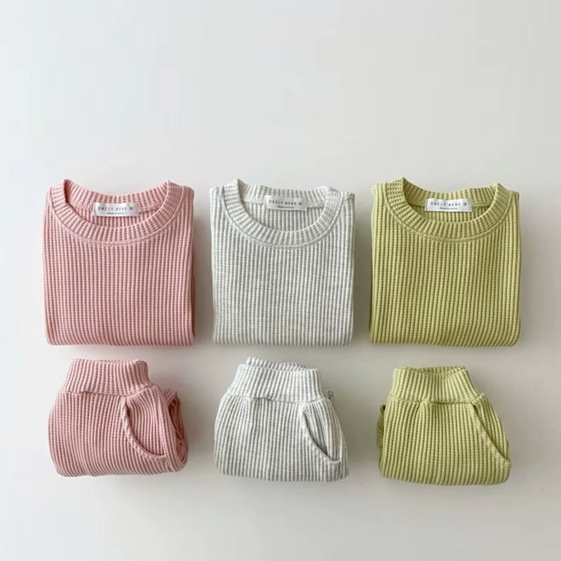 🧶 Baby Knit 2-Piece Outfit Set – Ribbed Sweater & Pants Cozy Cotton Tracksuit 👶✨