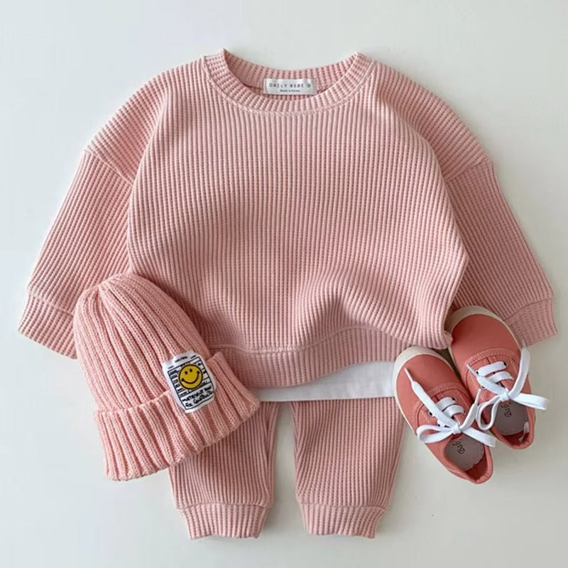 🧶 Baby Knit 2-Piece Outfit Set – Ribbed Sweater & Pants Cozy Cotton Tracksuit 👶✨